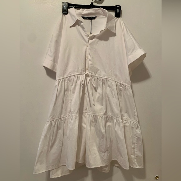 brand new Zara dress size small. button up and adjustable waist tie! - Picture 1 of 5